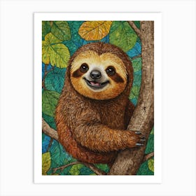 Sloth In The Tree 2 Art Print