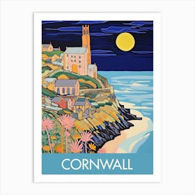 Corwall England Night Travel Print Painting Cute Art Print