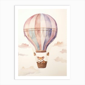 Baby Hedgehog 1 In A Hot Air Balloon Art Print