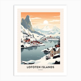 Vintage Winter Travel Poster Lofoten Islands Norway 1 Art Print