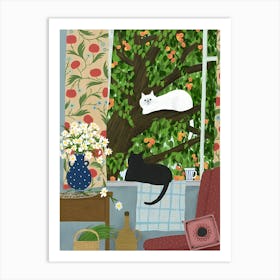 Cats In The Window Art Print