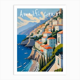 Amalfi Coast Italy Travel Poster Fauvist Style Painting Art Print