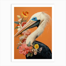 Bird With A Flower Crown Brown Pelican 2 Art Print