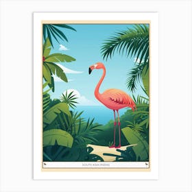 Greater Flamingo South Asia India Tropical Illustration 5 Poster Art Print