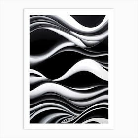 'Waves', black and white monochromatic art Art Print