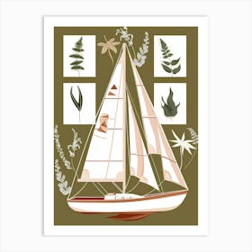 Sailboat With Leaves Art Print