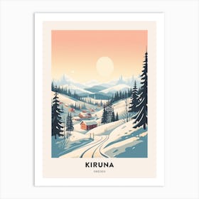 Vintage Winter Travel Poster Kiruna Sweden 2 Art Print
