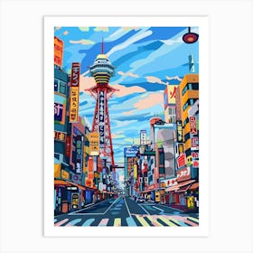 Dotonbori Osaka 2 Colourful Illustration Art Print