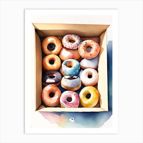 A Box Of Donuts Cute Neon 1 Art Print