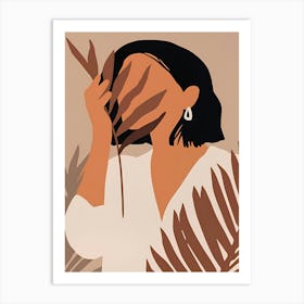 Woman With Palm Leaves Art Print