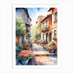 Watercolor Of A Street 6 Art Print