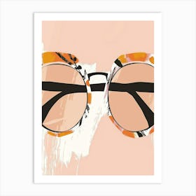 Sunglasses On A Pink Background Art Print