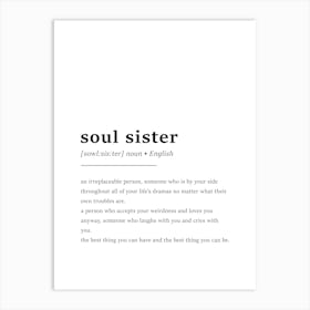 Soul Sister Definition Poster - Dictionary Art Print