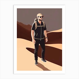 Man Walking In The Desert Art Print