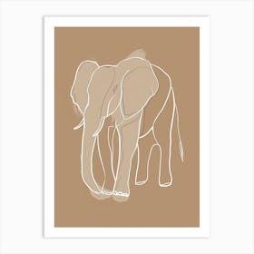 Elephant Drawing - Boho, Line Art 2 Art Print