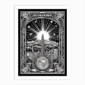 San Francisco, United States, Tarot Card Travel  Line Art 1 Art Print