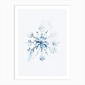 Irregular Snowflakes, Snowflakes, Minimalist Watercolour 3 Art Print