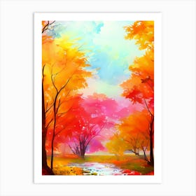 Watercolor Autumn Landscape Art Print