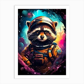 Raccoon In Space Art Print