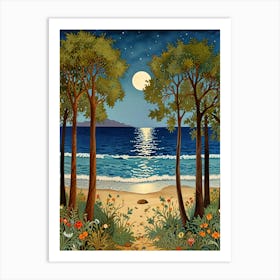 William Morris Moonlight On The Beach 2 Art Print