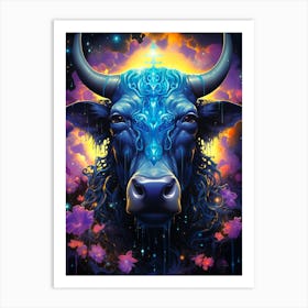 Bull Psychedelic Painting Art Print