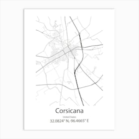 Corsicana,United States Minimalist Map 1 Art Print