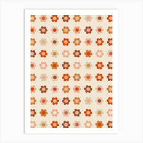 Retro Floral Terracotta Art Print