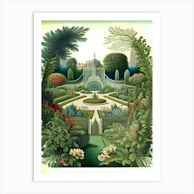 Gardens Of The Palace Of Versailles 1, France Vintage Botanical Art Print
