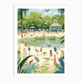 Audubon Park And Zoo Storybook Illustration 6 Art Print