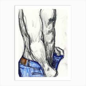 Taking His Jeans Off Art Print