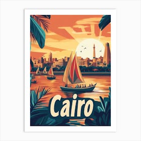 Aihrgdesign A 1970s Inspired Travel Poster For Cairo 3 Art Print