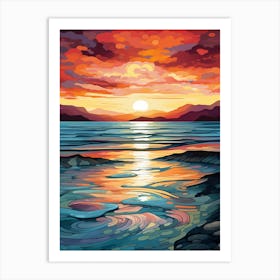 Luskentyre Sands Isle Of Harris Scotland At Sunset, Vibrant Painting 4 Art Print