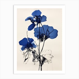 Blue Botanical Orchid 3 Art Print