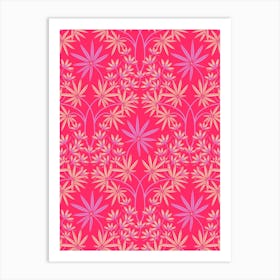 GLAMOUR Floral Botanical Luxe Maximalist Damask in Lavender Purple Cream Blush on Fuchsia Hot Pink Art Print