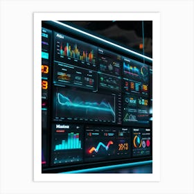 A Digitally Illustrated Dashboard Interface For Advanced Ai Business Management Dashboards Show Met (4) Art Print