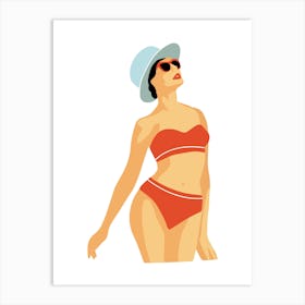 Vintage Woman In Bikini Art Print