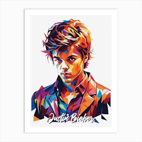 Justin Bieber 02 Portrait Music Icon Style WPAP Pop Art Art Print