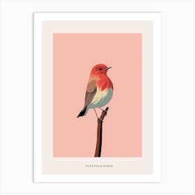 Minimalist European Robin 1 Bird Poster Art Print