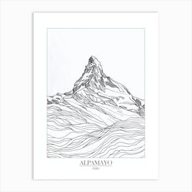 Alpamayo Peru Line Drawing 6 Poster Art Print