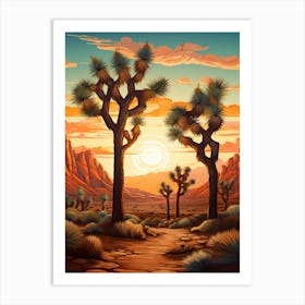 Joshua Tree At Sunrise In Nat Viga Style (2) Art Print