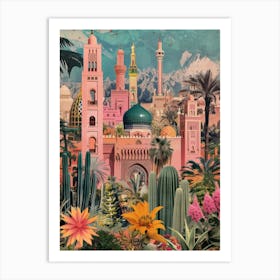 Morocco   Retro Collage Style 1 Art Print