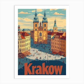 Aihrgdesign A Classic 1960s Travel Poster For Krakow 3 Art Print