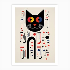 Cat With Music Notes Art Print