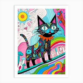 Psychedelic Cat 1 Art Print