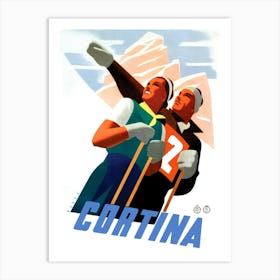 Skiers At Cortina, Italy Art Print