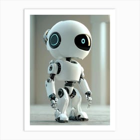 Robot With Blue Eyes Art Print