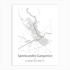 Sannicandro Garganico,Italy Minimalist Map Art Print