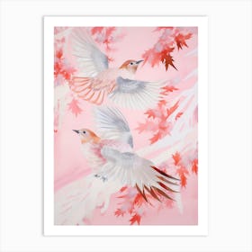 Pink Ethereal Bird Painting Finch 1 Art Print