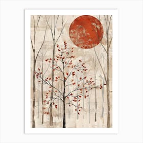 Red Tree In The Woods Art Print