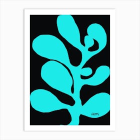 Funky Turquoise Flower on Black Art Print